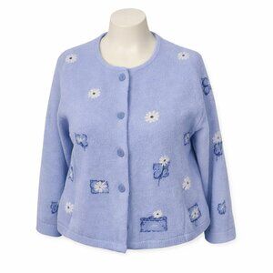 NWT ARTISANS Women Blue Fleece Button Jacket Top M